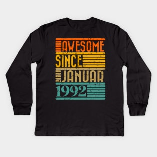 Awesome Since January 1992 32 Years Old 32th Birthday Kids Long Sleeve T-Shirt